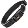 Schwarzes, verstellbares Rudelkönig Hundehalsband Paola aus Nylon mit Neoprenpolsterung.