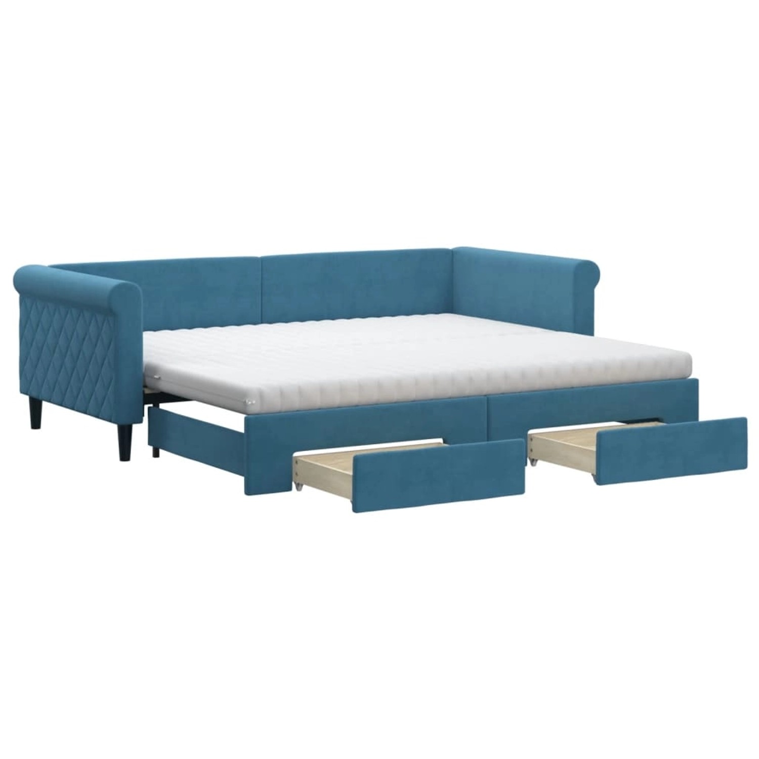 vidaXL Tagesbett Ausziehbar mit Schubladen Blau 90x200 cm Samt1883503 günstig online kaufen