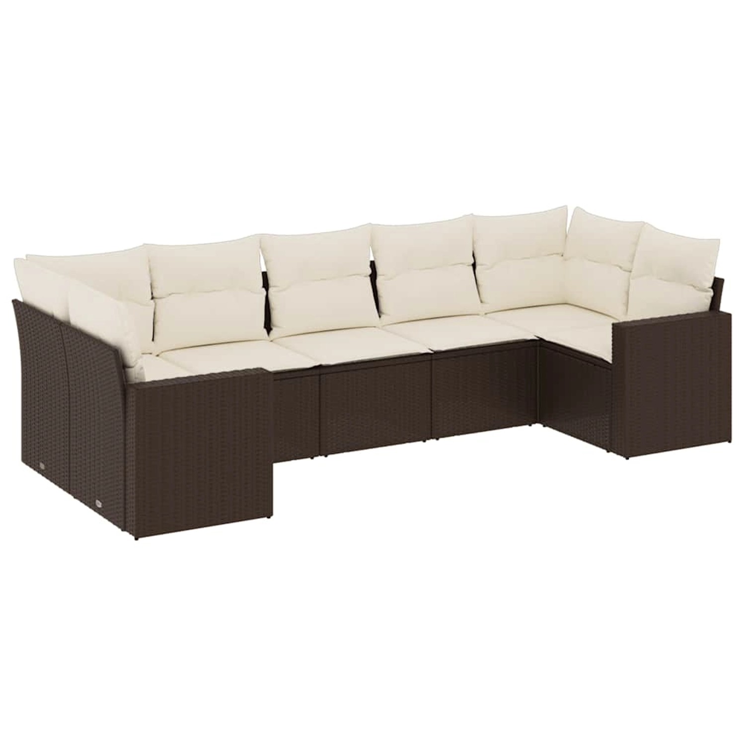 vidaXL 7-Tlg Garten-Sofagarnitur mit Kissen Braun Poly Rattan 3219383 günstig online kaufen