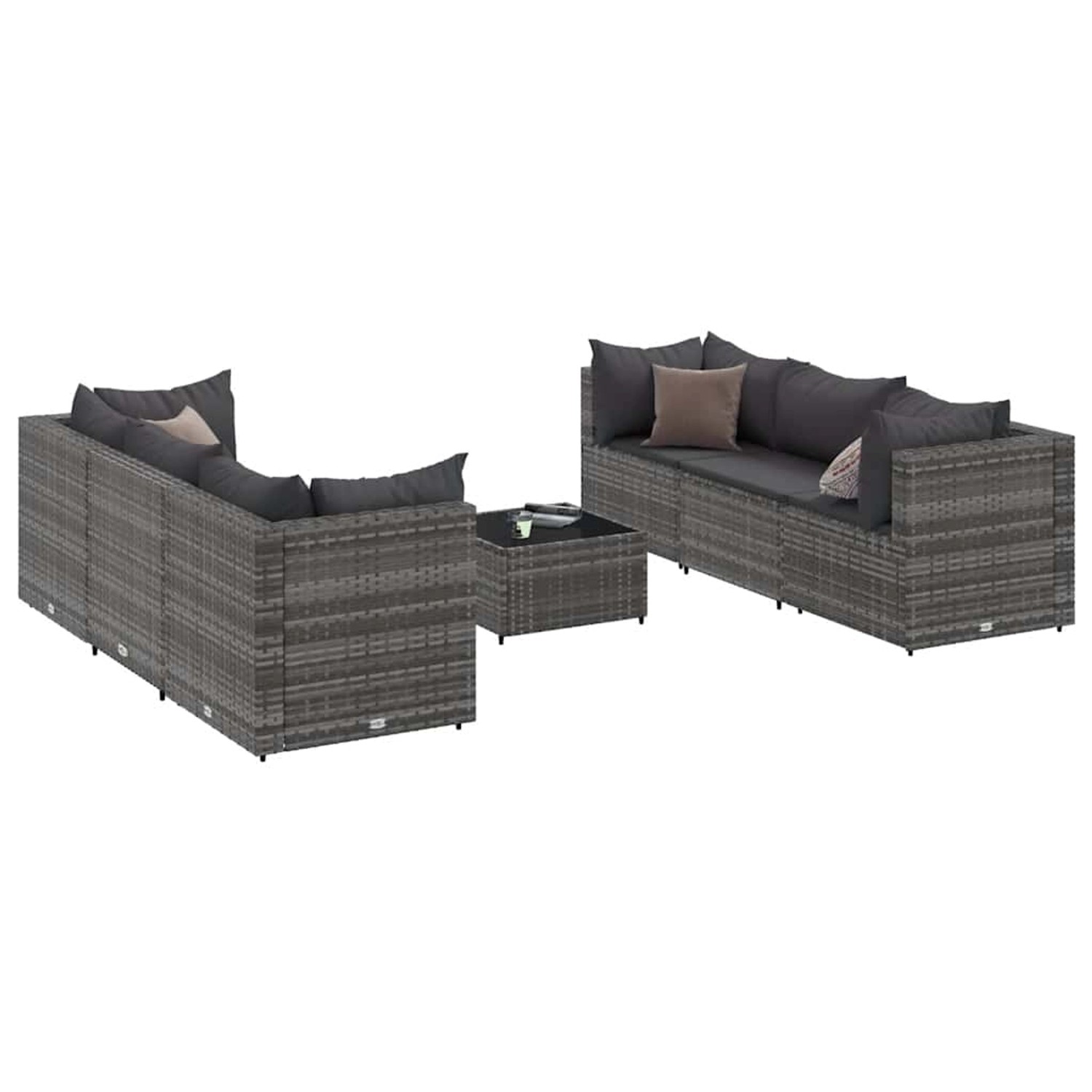 vidaXL 7-Tlg Garten-Lounge-Set mit Kissen Grau Poly Rattan 3308026 günstig online kaufen