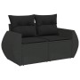 Schwarze 6-tlg. vidaXL Garten-Sofagarnitur aus Poly Rattan mit Kissen.