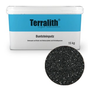 Terralith Buntsteinputz Mosaikputz, 15kg, Farbe Grau Schwarz, für Innen- und Außenbereich.