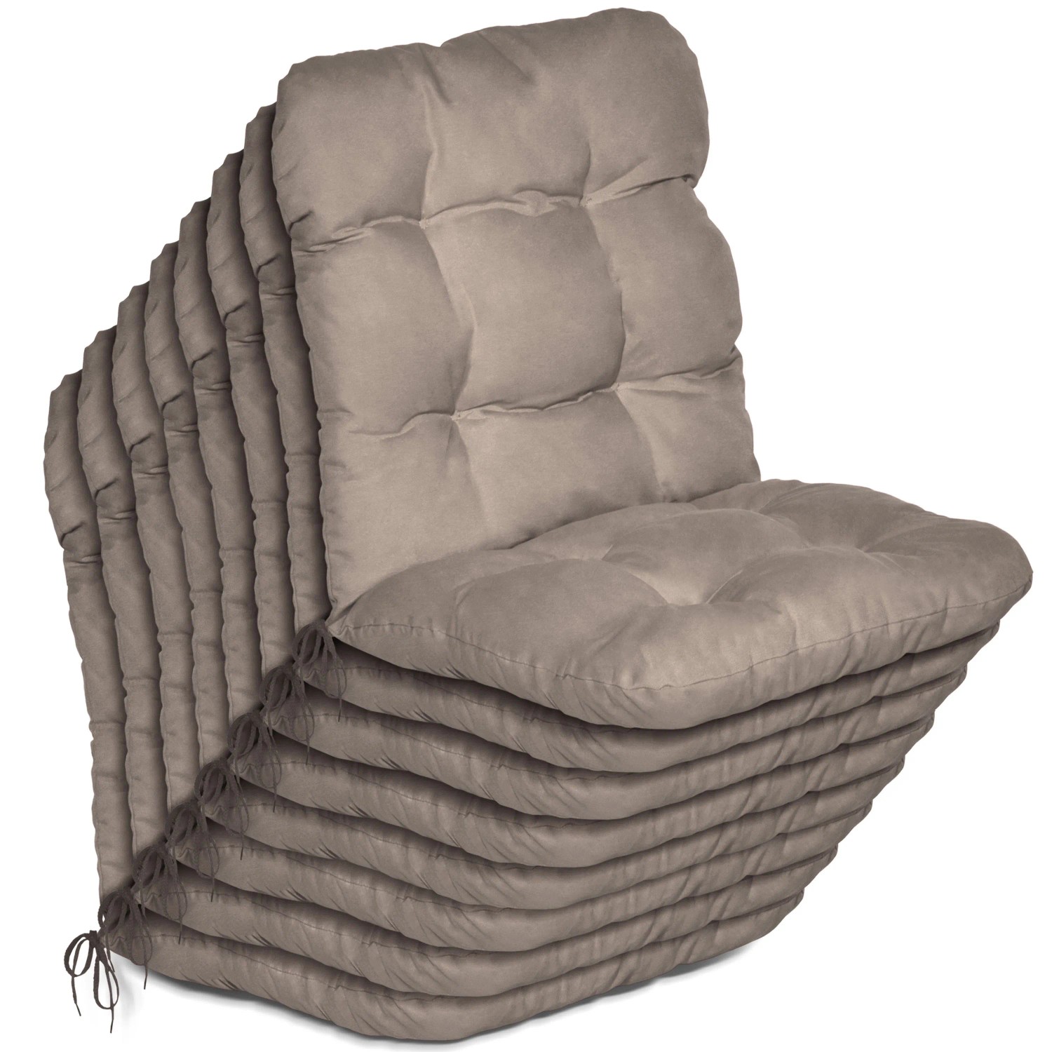 Beautissu 8er Set Niedriglehner Auflagen Set Flair NL 100x50x8cm Taupe