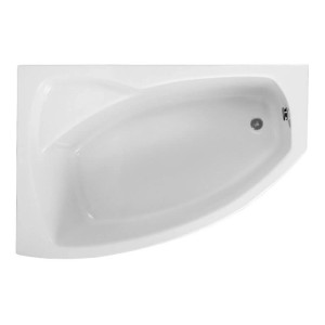 Weiße Acryl Eckbadewanne FRIDA 140x90 mit linkem Ablauf. Glänzende Oberfläche für Ihr Badezimmer.