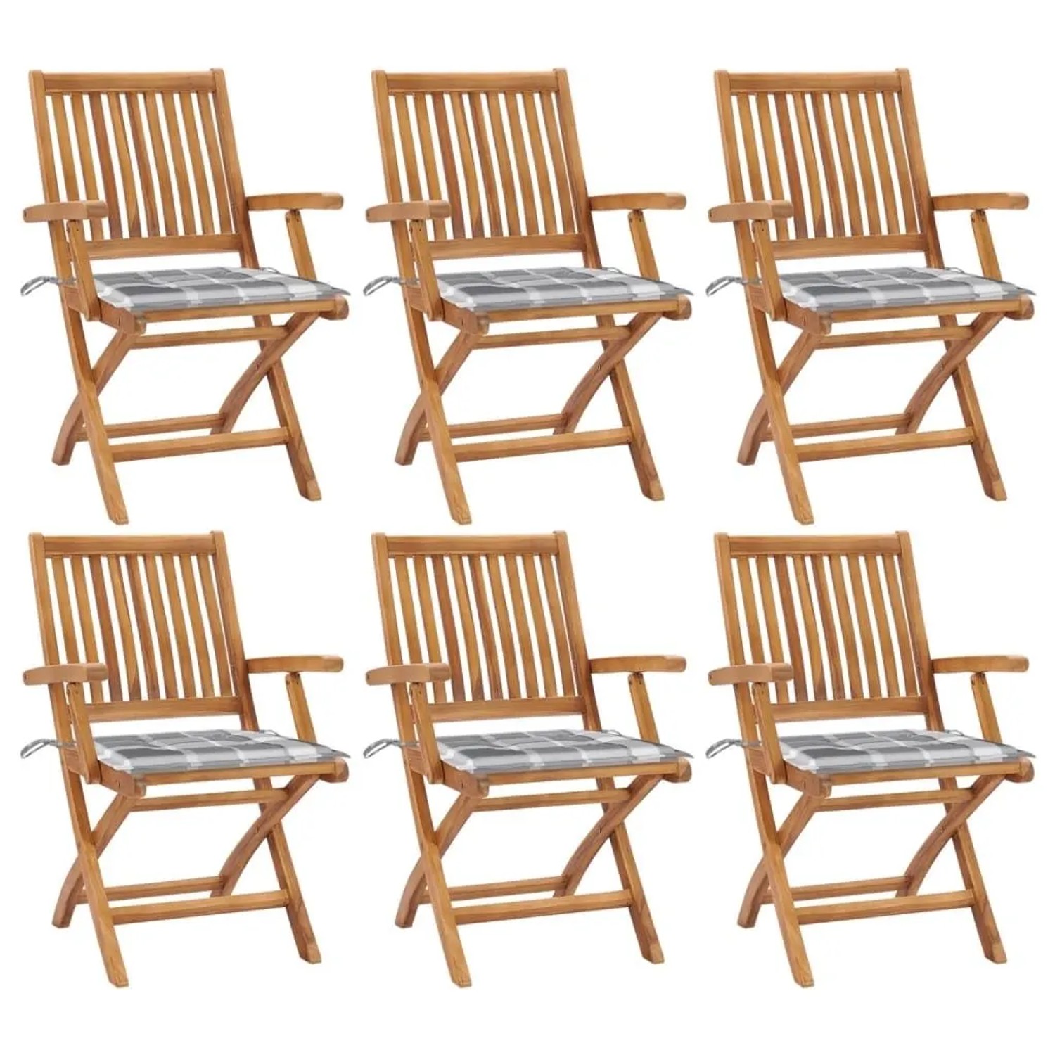 vidaXL Klappbare Gartenstühle mit Kissen 6 Stk Massivholz Teak 3072764