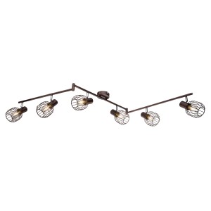 Brauner Globo Spot Akin mit 6 Leuchten im Antik-Design. Verstellbare Spots für E14 Leuchtmittel.