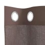 Brauner Voile Fenstervorhang mit zwei silbernen Ösen, aus halbtransparentem Polyestergewebe.