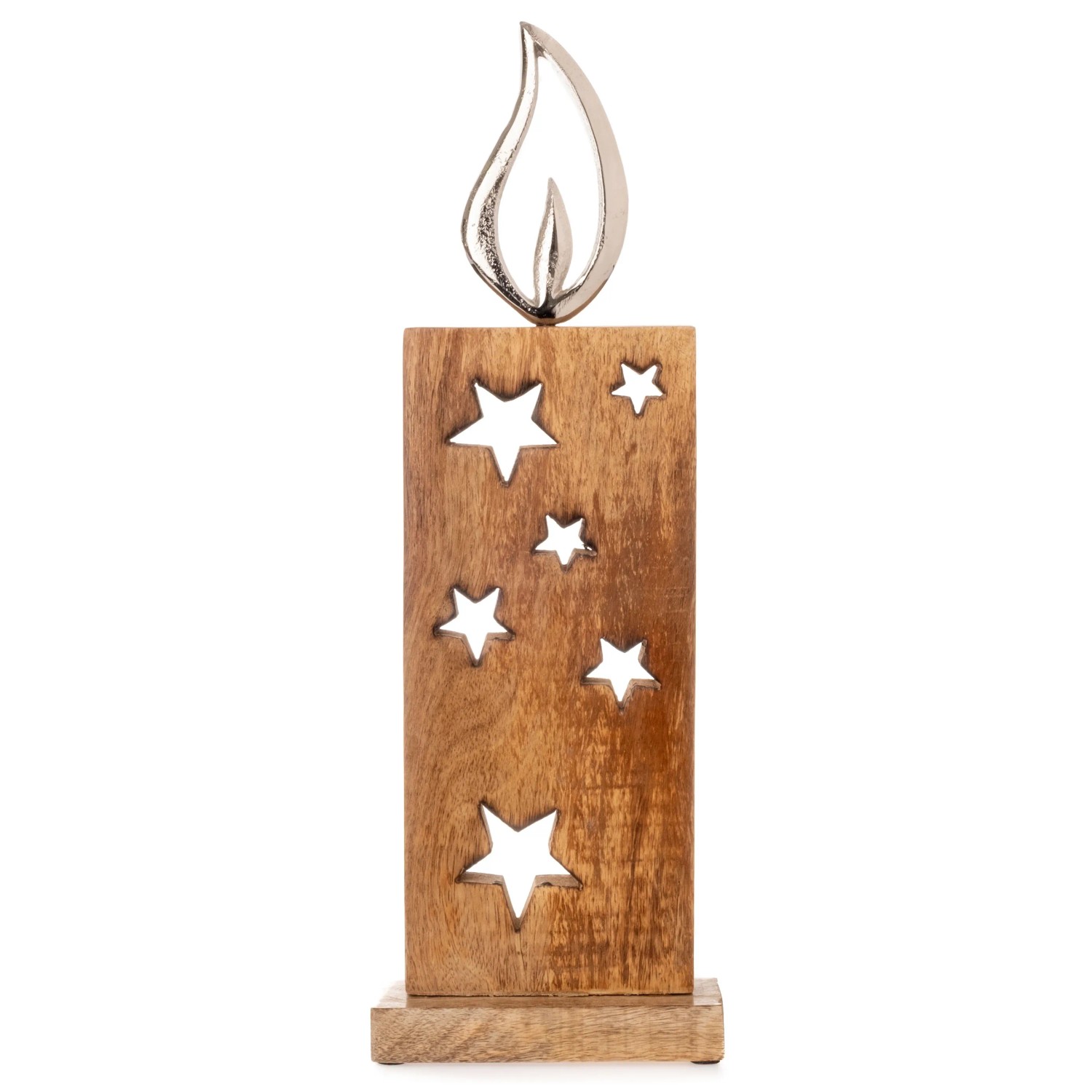Holz Dekoration Stand-Kerze 15 x 45 cm Metallflammen kaufen bei OBI