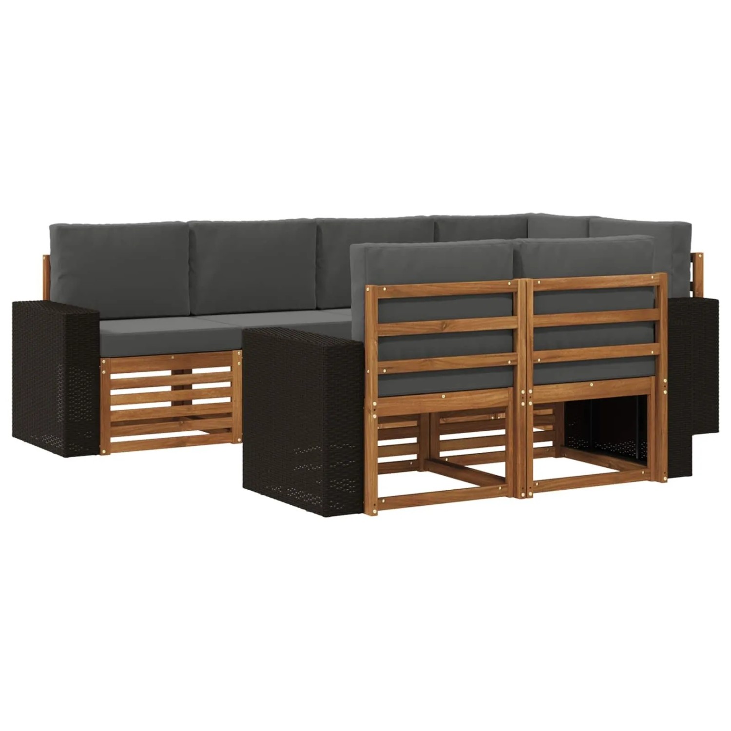vidaXL Ecksofa Set mit Kissen 7 Stk Natur und Anthrazit 3384483
