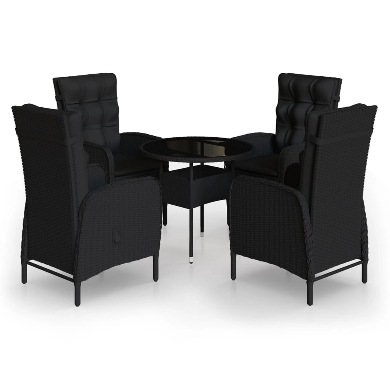 vidaXL 5-tlg Garten-Bistro-Set Poly Rattan Schwarz Modell 1