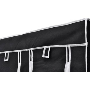 Detailansicht: Schwarzer, faltbarer Stoffschrank von vidaXL, ideal für Camping und Schlafzimmer.