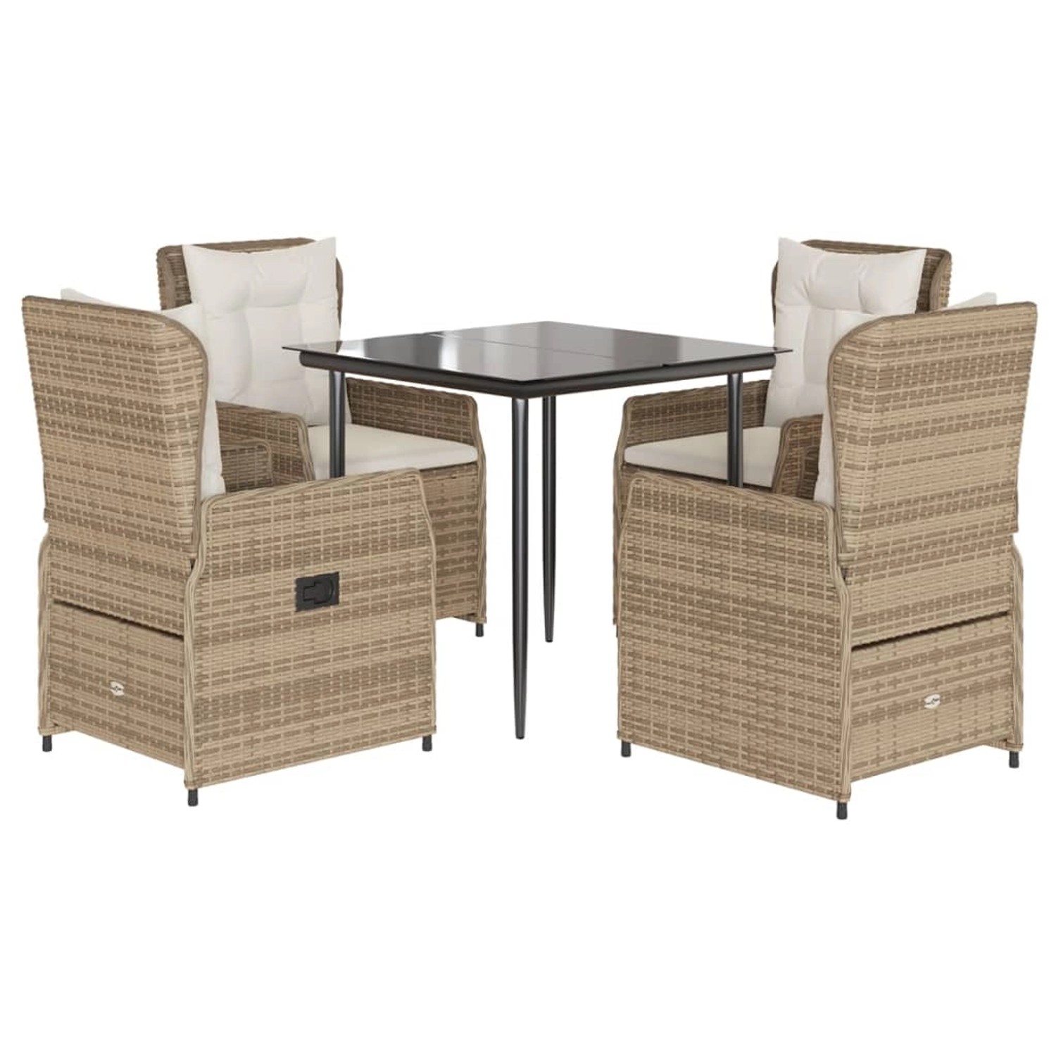 vidaXL 5-Tlg Garten-Essgruppe mit Kissen Beige Poly Rattan 3262883 günstig online kaufen