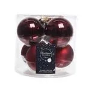 Kaemingk Weihnachtskugeln, 6 rote Glas-Kugeln (8cm), glänzend und matt, für den Weihnachtsbaum.