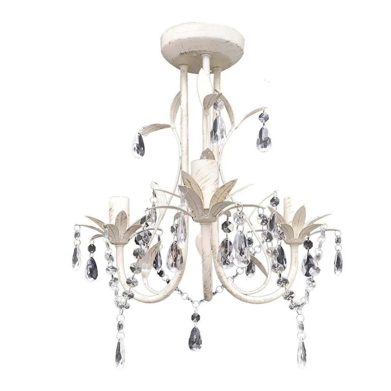 vidaXL Kronleuchter Pendelleuchte Kristall Lampe Lüster Leuchte weiß 240686
