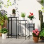 Outsunny Blumenständer Set mit blauem Mosaik, 3 Größen. Metallgestell für Pflanzen und Deko.