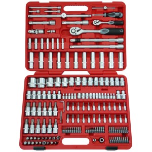 Famex Steckschlüsselsatz, 174-teilig, im roten Koffer. Werkzeug-Set für Schlüssel & Abzieher.