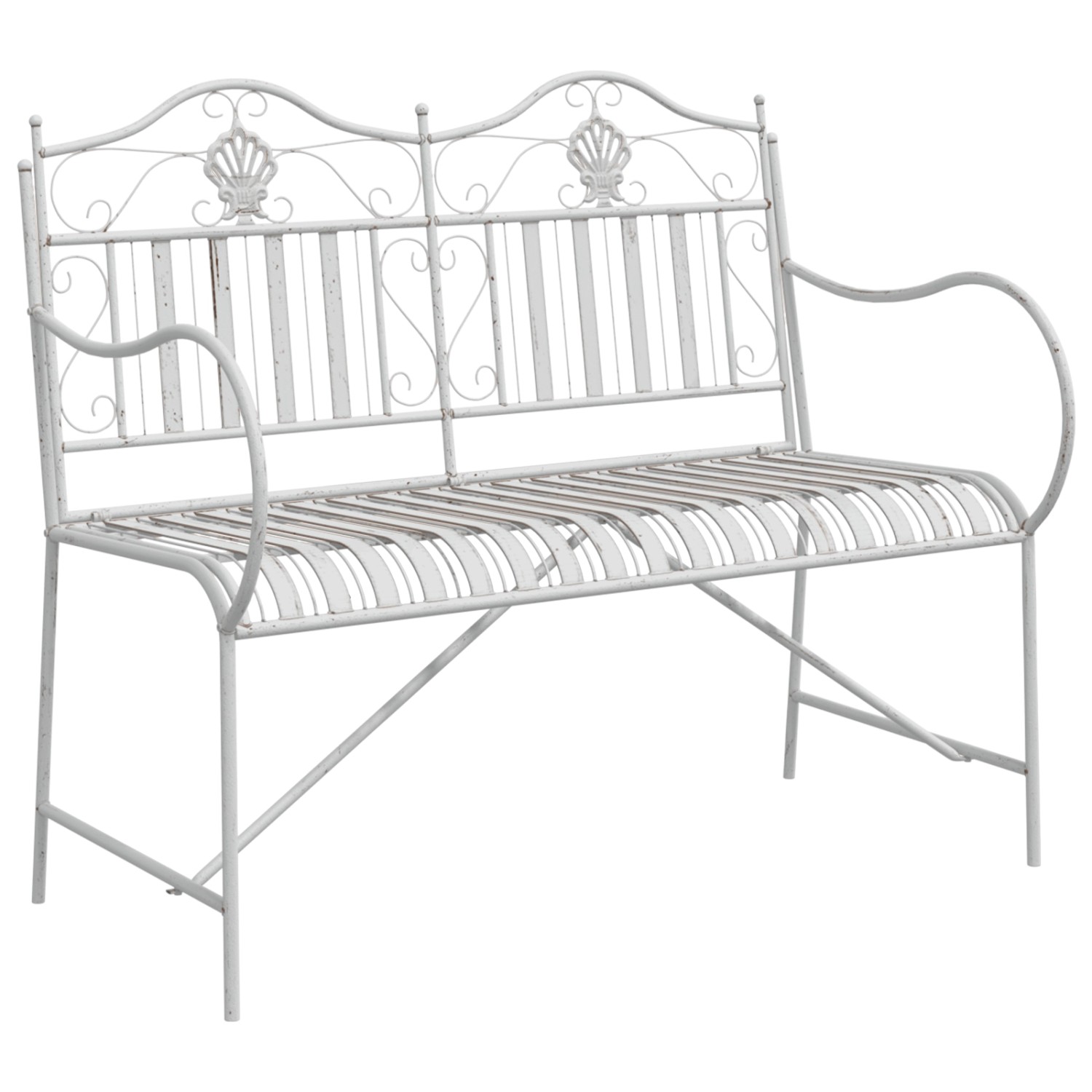vidaXL Bank Weiß Metall 103,5 x 59 x 89 cm Langlebig Gartenbank 42008118 günstig online kaufen