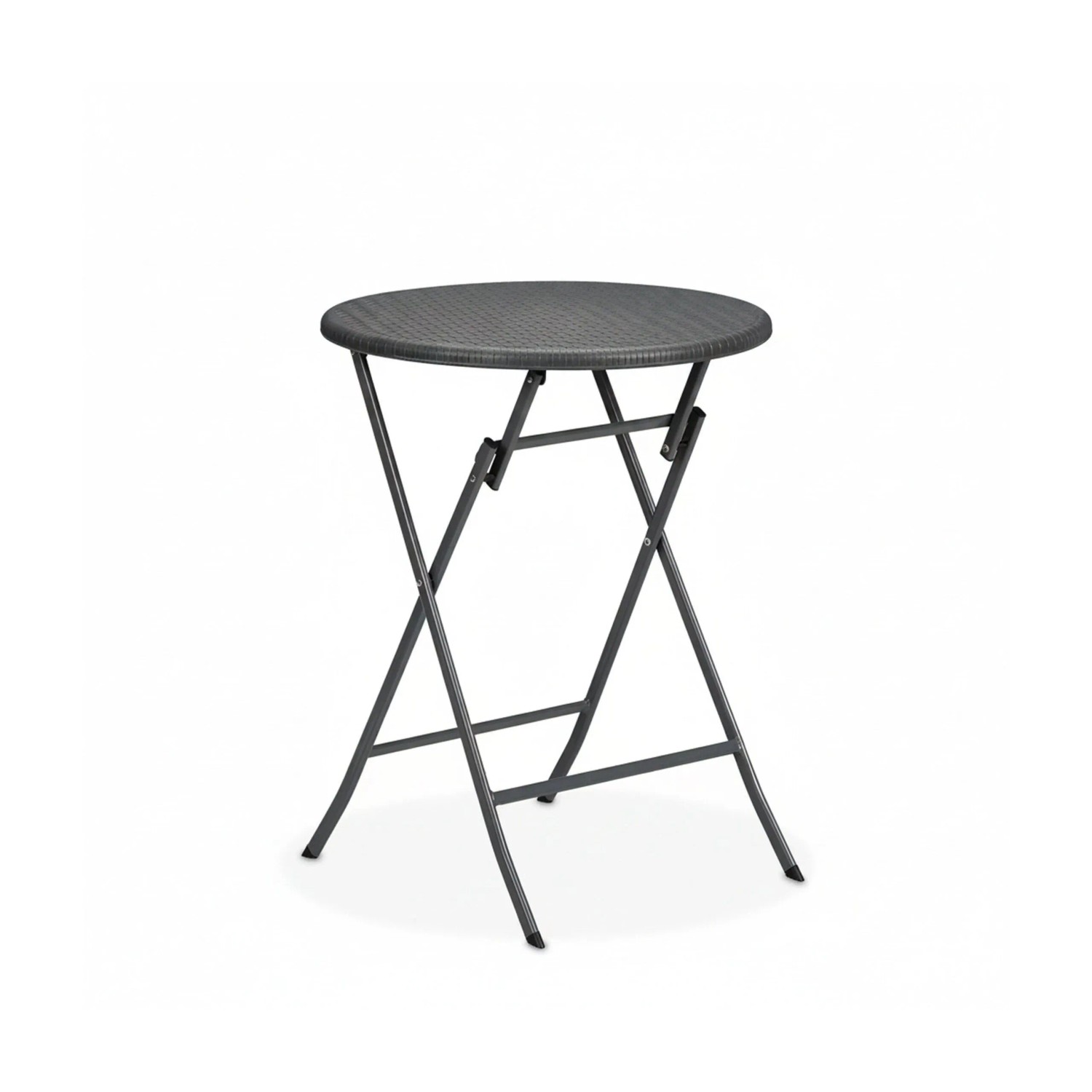 Relaxdays Gartentisch Rattanoptik Kunststoff Stahl Grau Klappbar 75 cm x 60 cm 4 kg