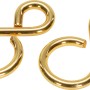 Zwei S-Haken aus Messing, 38 mm, zum Einhängen und Verbinden von Objekten.