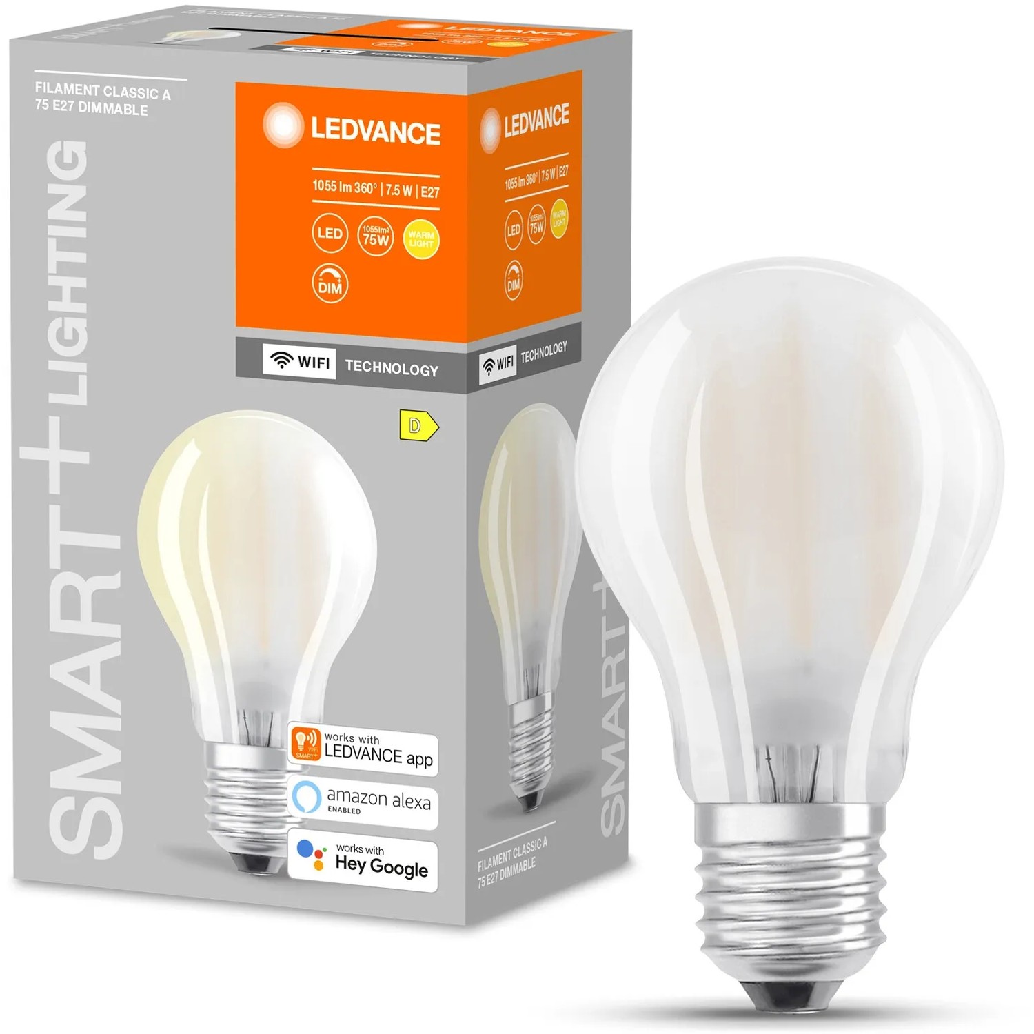 Ledvance Smart+ LED Filament Lampe, Glühlampenform, Weiß, Ø 6,7cm. Smarte Beleuchtung für Ihr Zuhause.
