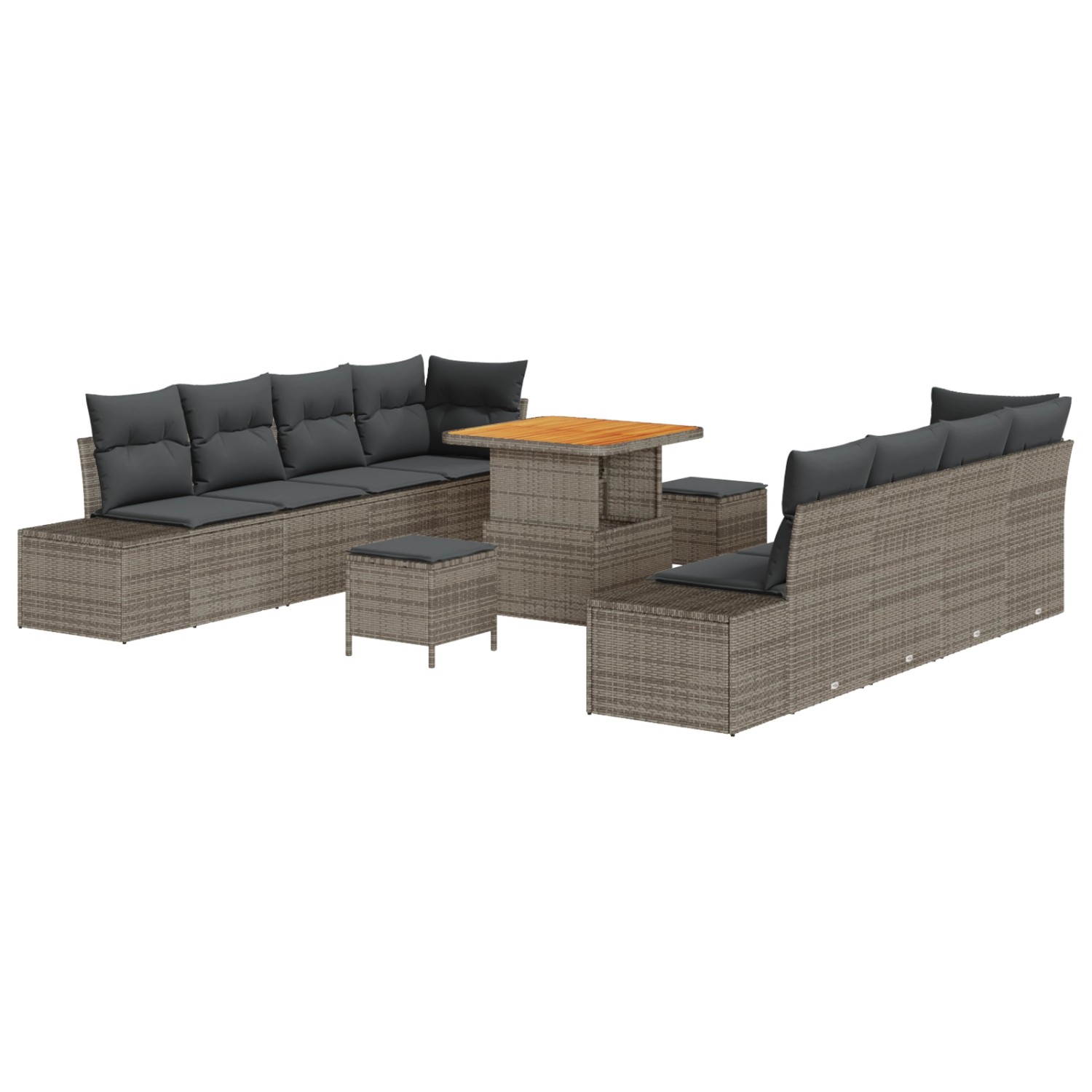 vidaXL Garten-Sofa-Set mit Kissen 11-Tlg Grau Poly Rattan 3362758 günstig online kaufen