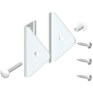 Gartenzaun Elementhalter-Set Longlife Cleo Weiß, 4 Halter aus Edelstahl mit Schrauben.