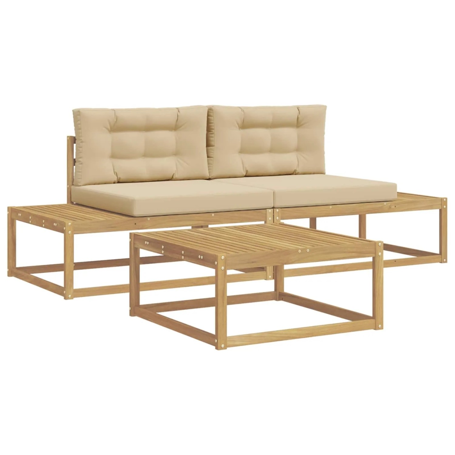 vidaXL Outdoor-Sofagarnitur mit Kissen Weiß 79 x 79 x 37 cm Polyester 3386997