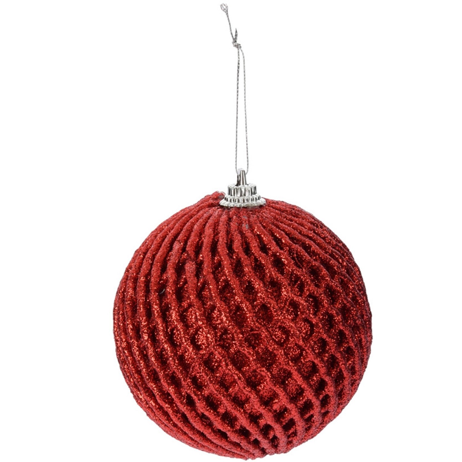 Weihnachtskugel Glitzer Ø 8 cm Rot