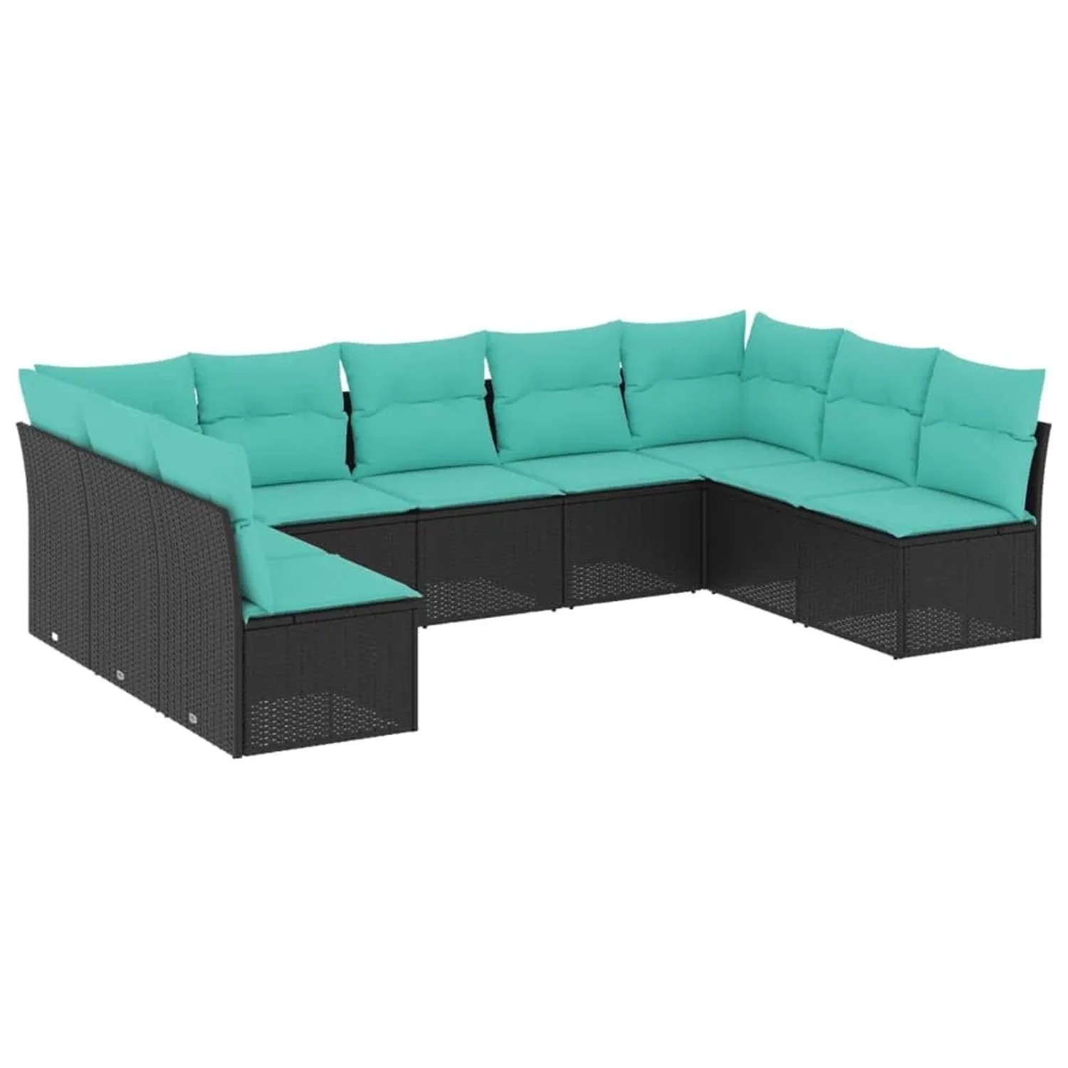 vidaXL 9-Tlg Gartensofa-Set mit Kissen Schwarz Polyrattan 3218067 günstig online kaufen