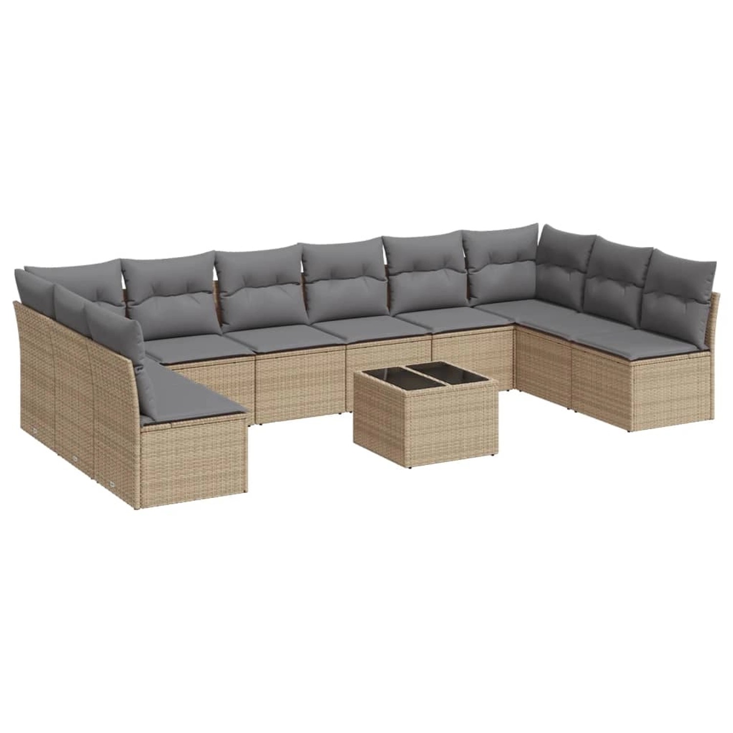 vidaXL 11-Tlg Garten-Sofagarnitur mit Kissen Beige Poly Rattan 3218099 günstig online kaufen