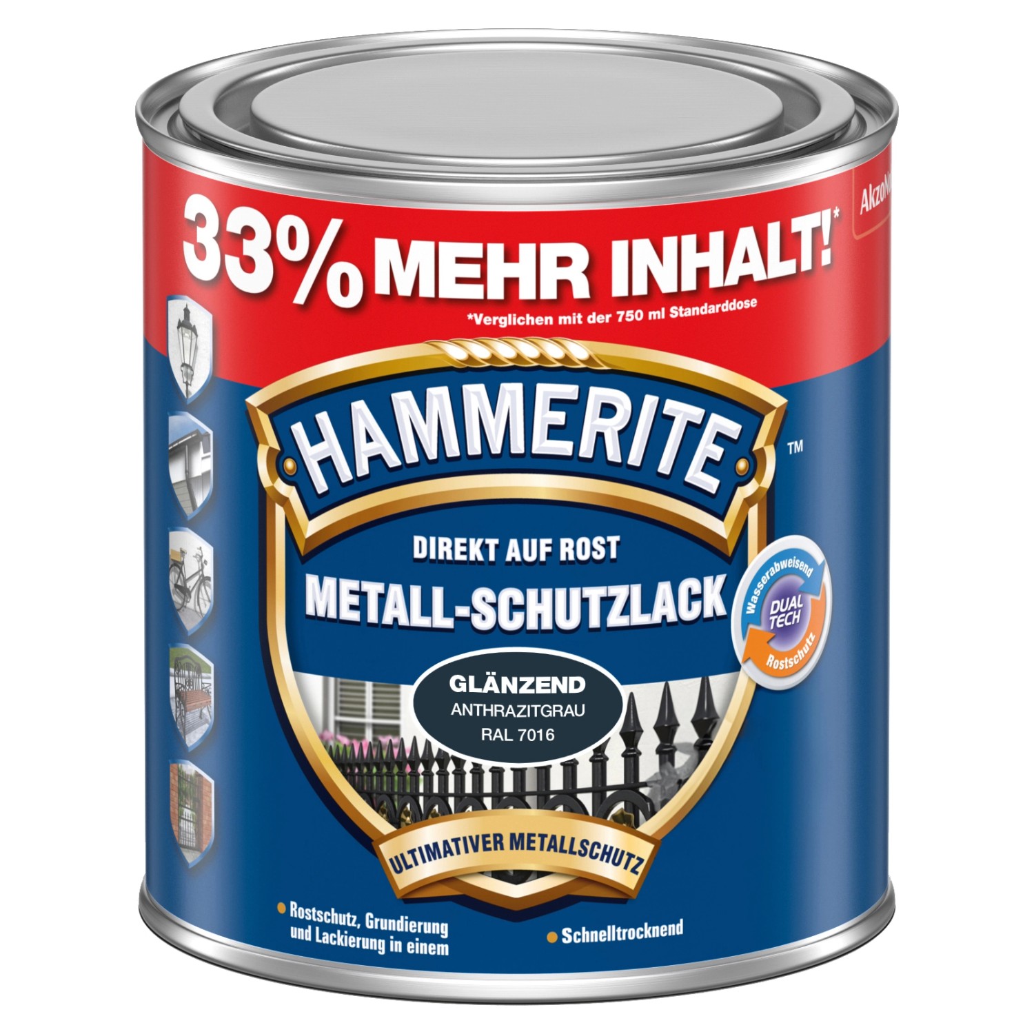 Hammerite Metall-Schutzlack Anthrazitgrau RAL 7016 glänzend 1 l günstig online kaufen