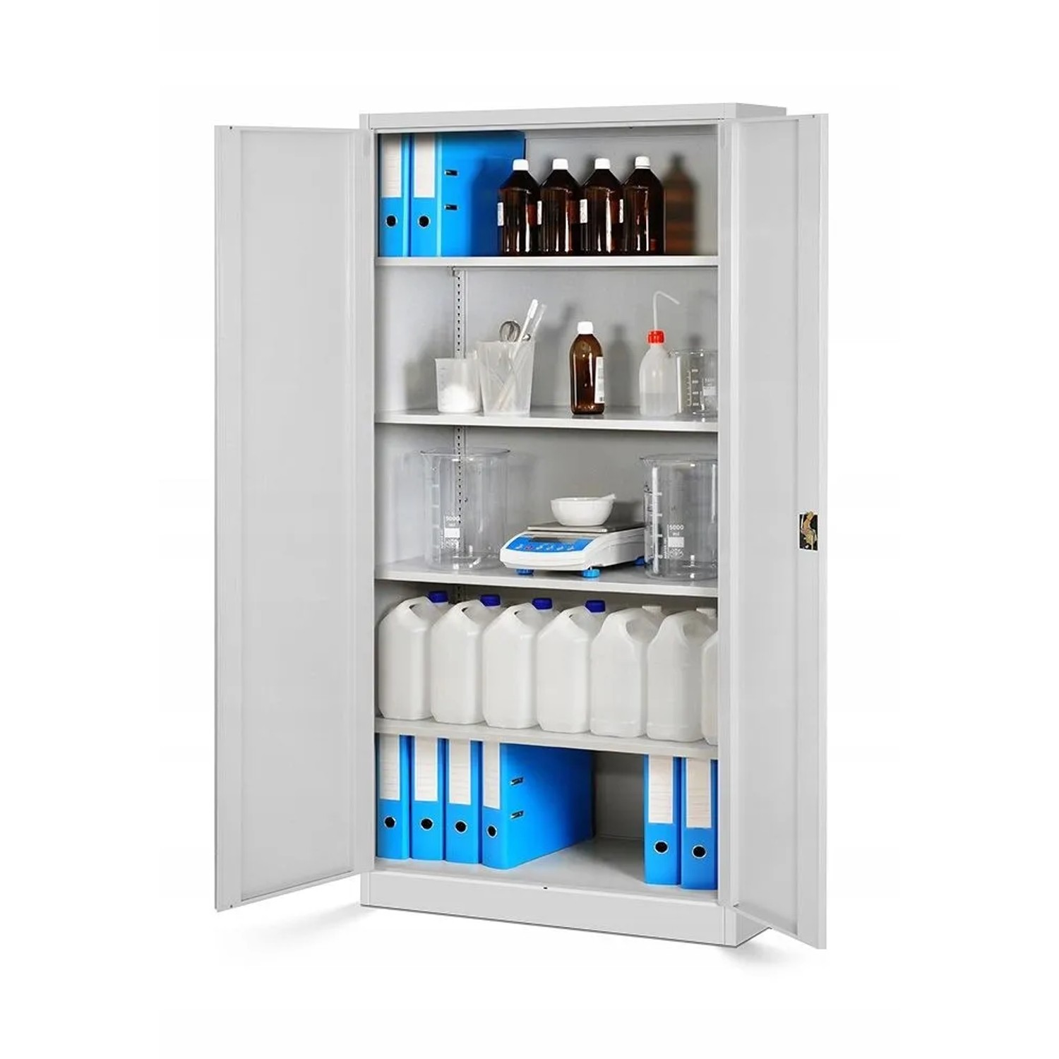 Jan Nowak Aktenschrank Metallschrank JAN H Grau 195x90x40 cm mit 3-Punkt-Verriegelung_4