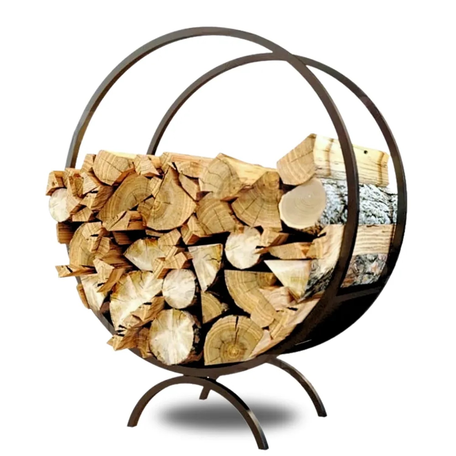 DELUKE Brennholzregal Innen Metall FUSI Rund Schwarz Kaminholzständer Feuerholzregal Kaminholzhalter Holzständer Holzhalter Innen Holzlager