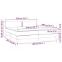 Dunkelblaues vidaXL Boxspringbett 200x200 cm mit Matratze und Maßangaben.