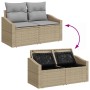 Beiges 6-tlg. vidaXL Garten-Sofa-Set aus Poly Rattan mit Stauraum.