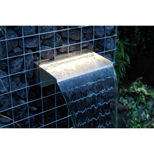 Ubbink Niagara LED Wasserfall für Mauer mit Trafo, Edelstahl, 30 cm breit.