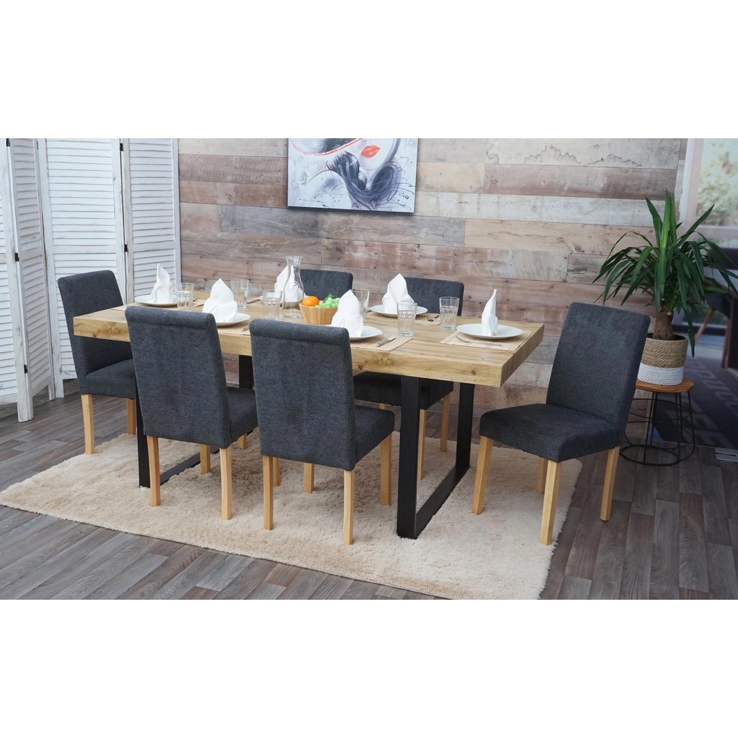 Esszimmerstühle Littau 2er-Set, anthrazitgrau mit hellen Beinen, Textilbezug. Polsterstühle für Esszimmer.