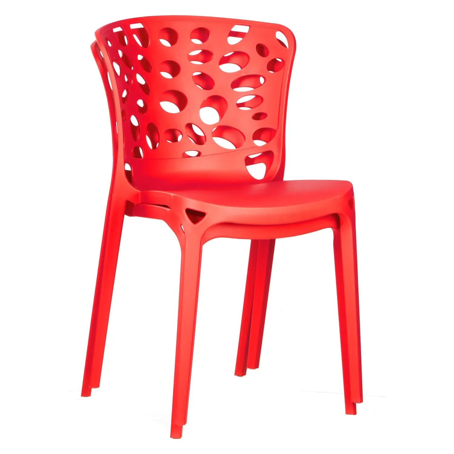 Homestyle4u Gartenstuhl 2er Set, rot. Stapelbare Kunststoffstühle für Garten, Balkon und Terrasse.