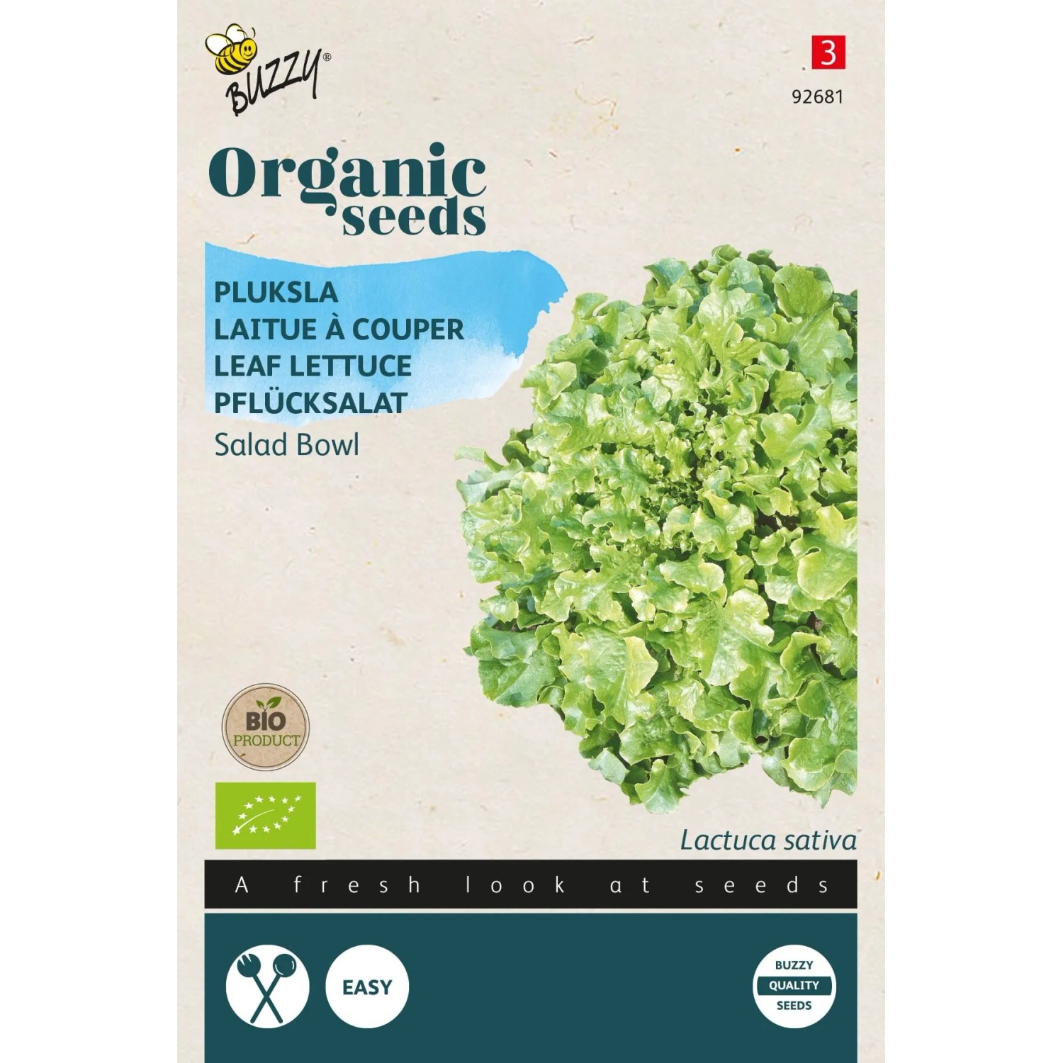 arborix Buzzy Organic Pflücksalat Salad Bowl GrünBio Samen Circa 1 GrVon März Bis Ende August Im Freiland Säen