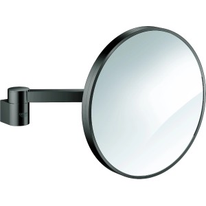 Grohe Kosmetikspiegel Selection in Hard Graphite, runder Wandspiegel mit 7-fach Vergrößerung.