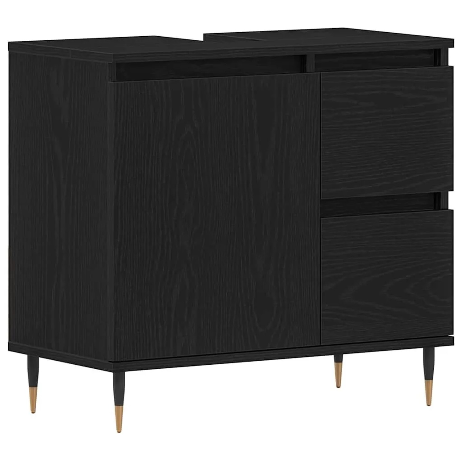 vidaXL Badezimmerschrank mit Tür Schwarz Eichen-Optik 65 x 33 x 60 cm 862890