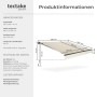 Beige Tectake Gelenkarmmarkise Ornella, 250x200 cm, ausgefahren, mit technischen Maßen für Sonnenschutz.