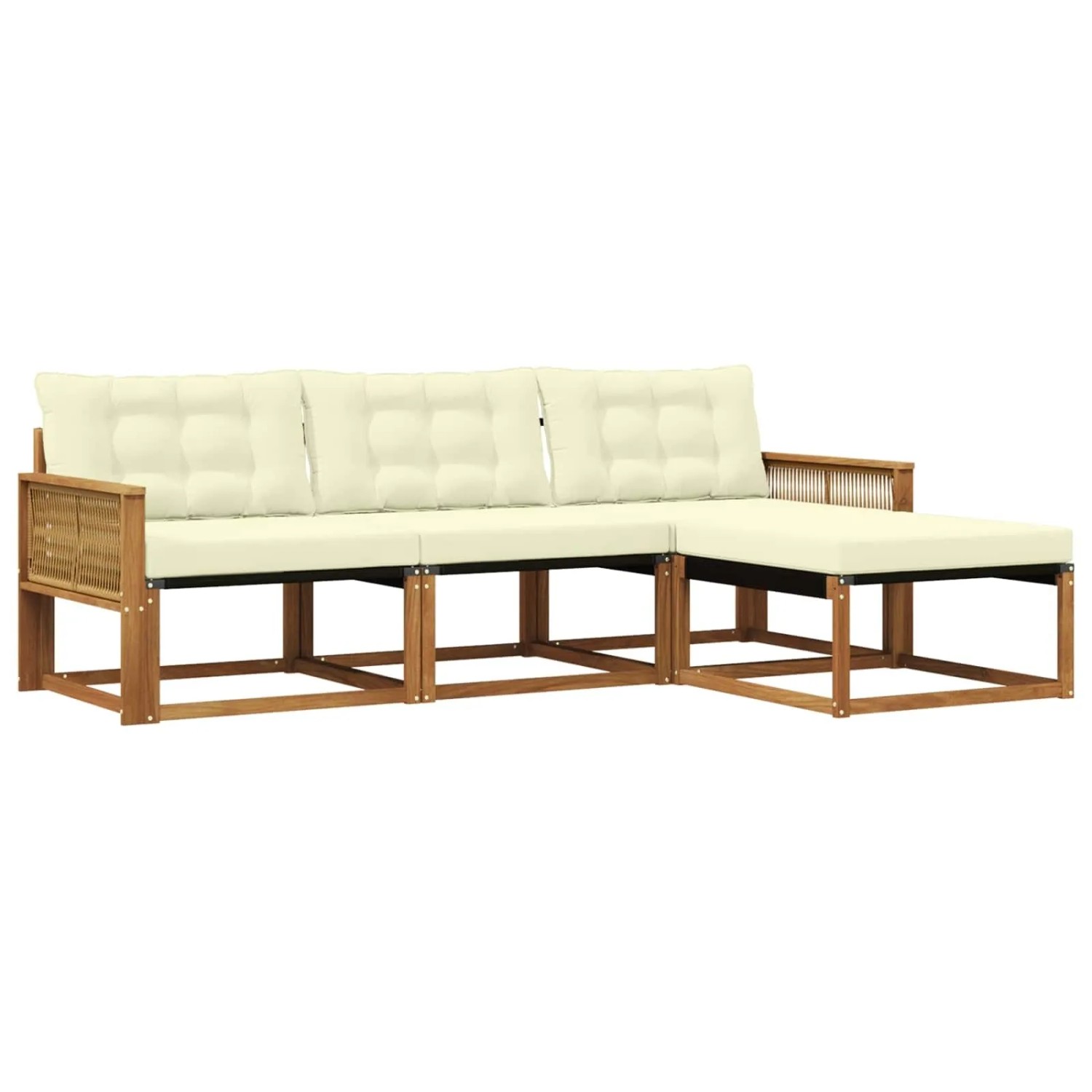 vidaXL Outdoor-Sofagarnitur mit Kissen 4 Stk Natur und Creme 3381346