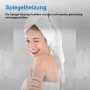 Frau vor Aica Sanitär Badspiegel 120x70 mit LED, beschlagfrei dank Spiegelheizung.
