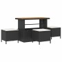 Schwarzes 9-teiliges vidaXL Garten-Sofa-Set aus Polyrattan mit Tisch und Hockern.