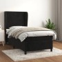Schwarzes Boxspringbett (80x200 cm) mit Matratze und Samtbezug.