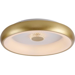 LED-Deckenleuchte Vertigo in Messing-Optik, Ø 46,5 cm, mit Kristall-Effekt für Wohnräume.