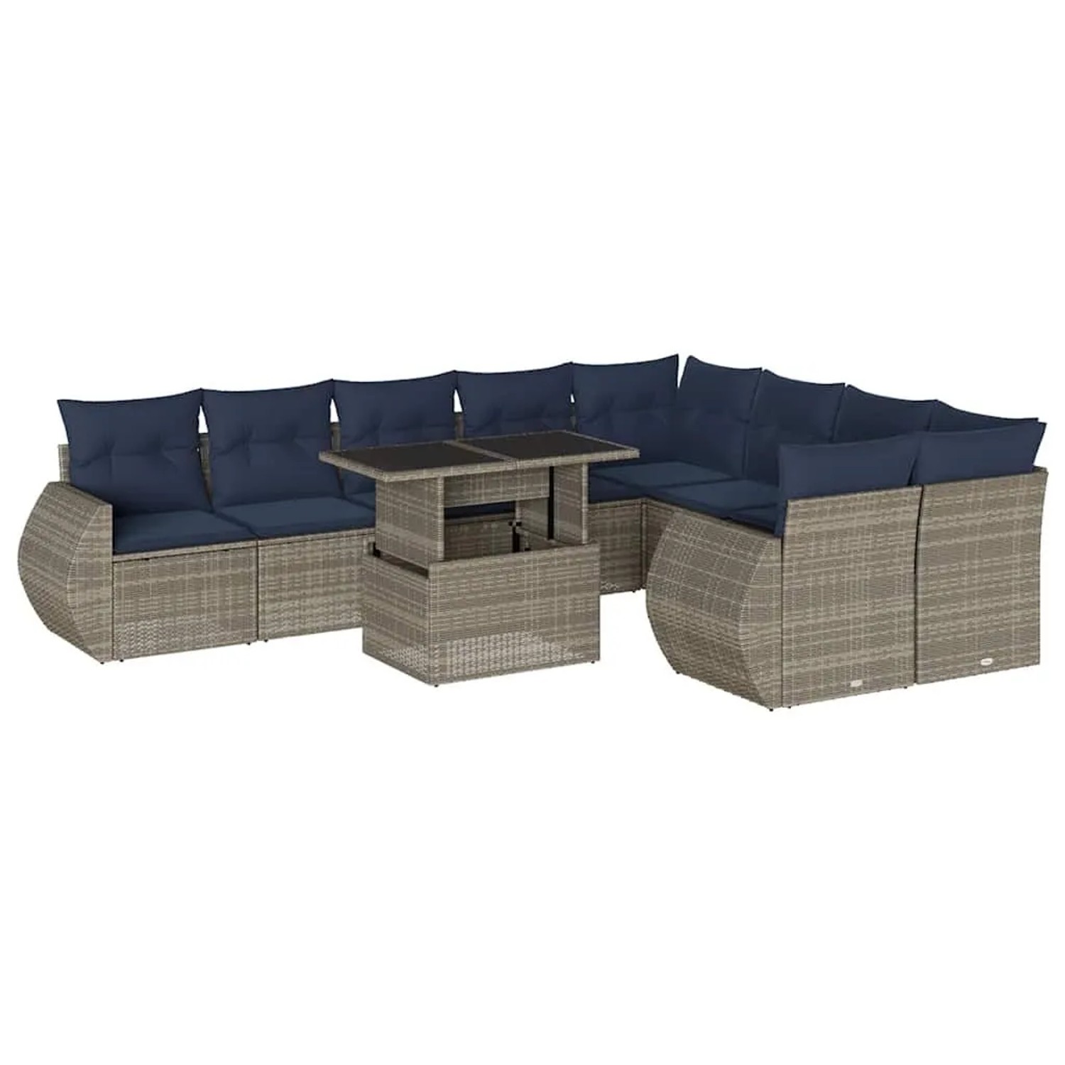 vidaXL 10-Tlg Gartensofa-Set mit Kissen Grau Polyrattan 3268761 günstig online kaufen