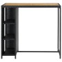 Schwarzer vidaXL Bartisch mit Regal, Poly Rattan und Akazienholz Tischplatte. Ideal für Garten und Bar.