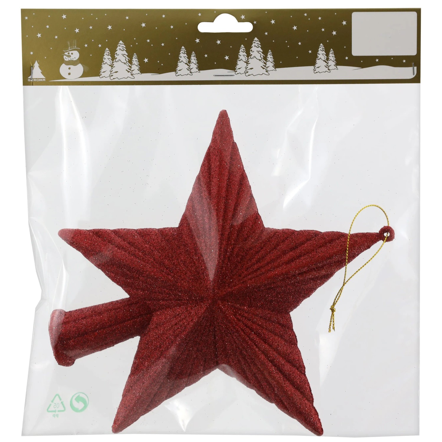 Baumspitze Stern Kunststoff 19 cm Rot Glitter